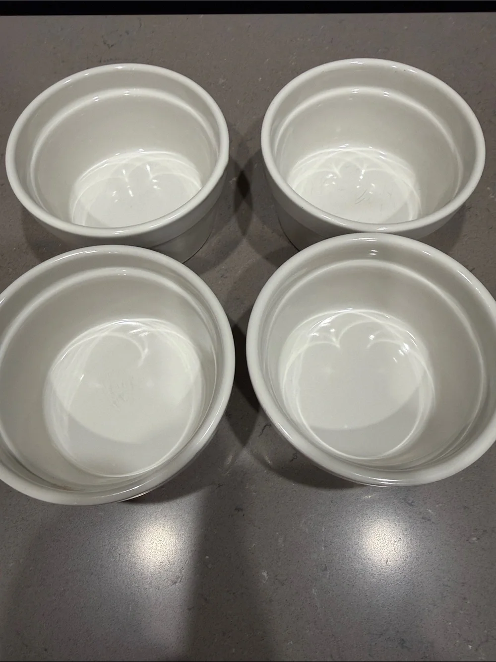 Set of 4 White Ceramic Ramekins